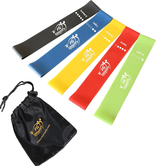 Ultimate Resistance Loop Exercise Bands Set - 5 Bands with Instruction Guide & Carry Bag!