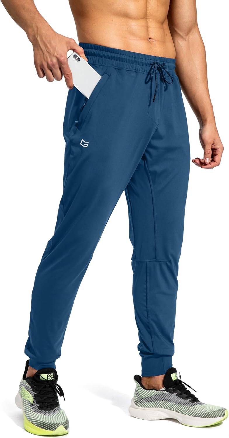 Men's Athletic Sweatpants with Zipper Pockets for Training, Soccer, Running, and Workouts