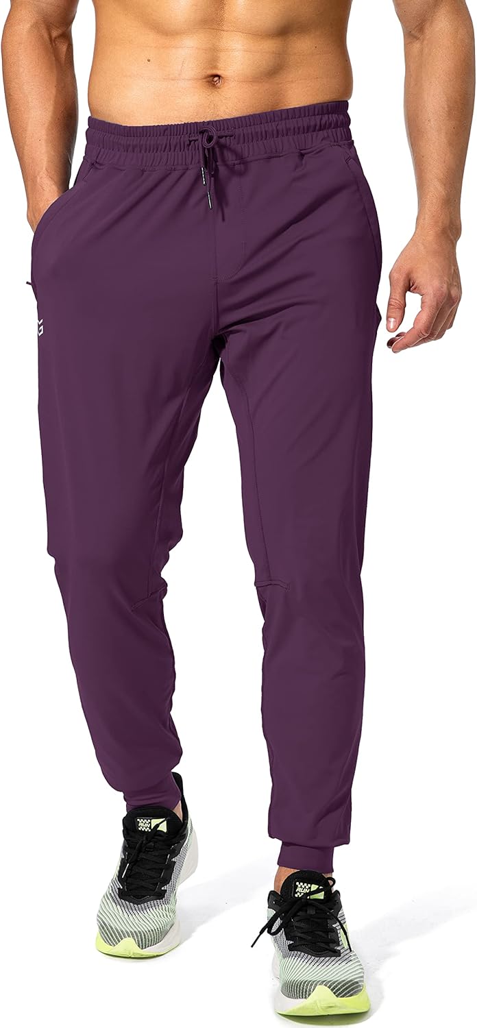 Men's Athletic Sweatpants with Zipper Pockets for Training, Soccer, Running, and Workouts