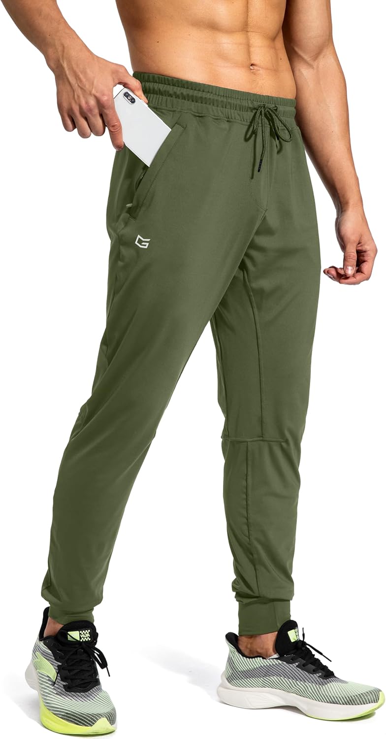 Men's Athletic Sweatpants with Zipper Pockets for Training, Soccer, Running, and Workouts