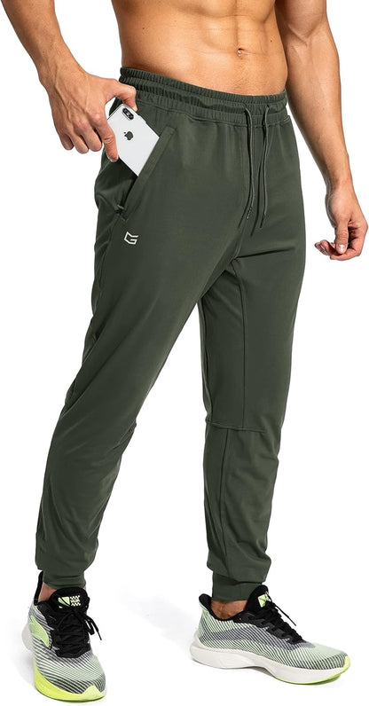 Men's Athletic Sweatpants with Zipper Pockets for Training, Soccer, Running, and Workouts