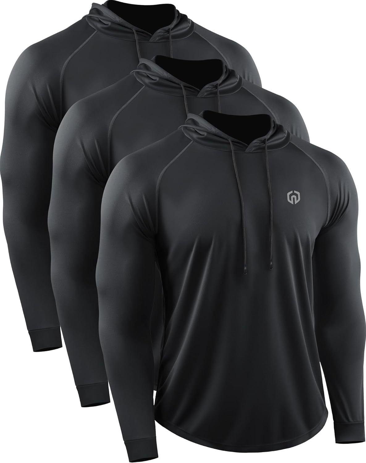 Men's Long Sleeve Dry Fit Athletic Shirt with Hood for Running and Workouts