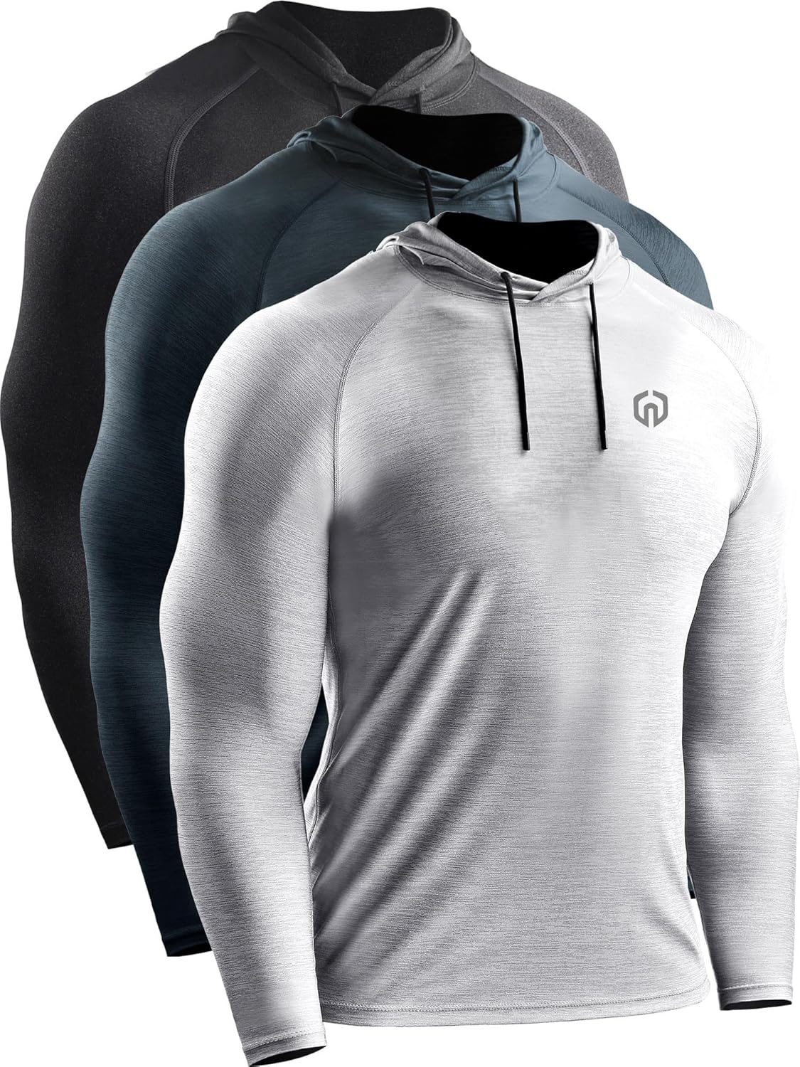 Men's Long Sleeve Dry Fit Athletic Shirt with Hood for Running and Workouts