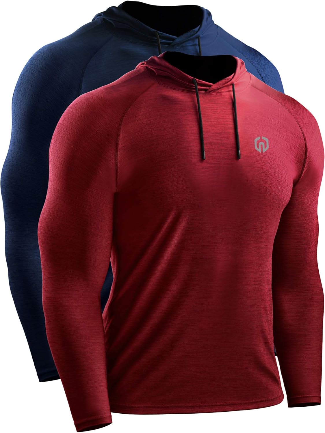 Men's Long Sleeve Dry Fit Athletic Shirt with Hood for Running and Workouts