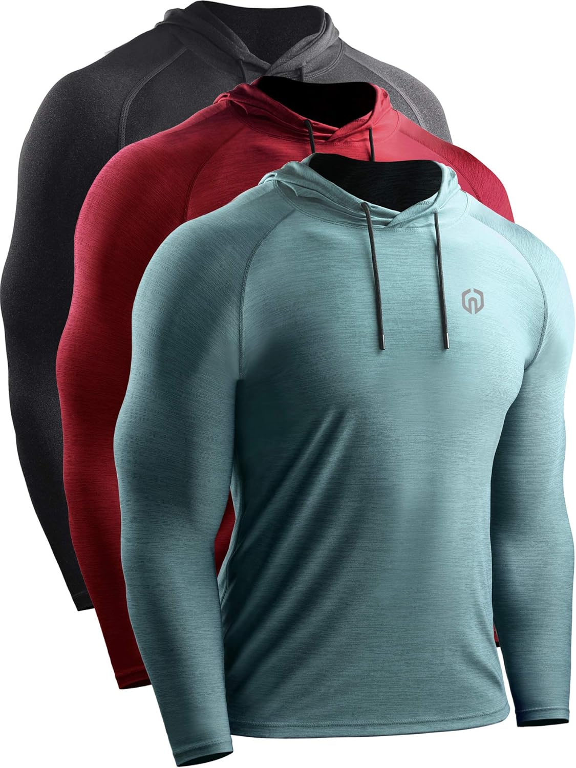 Men's Long Sleeve Dry Fit Athletic Shirt with Hood for Running and Workouts