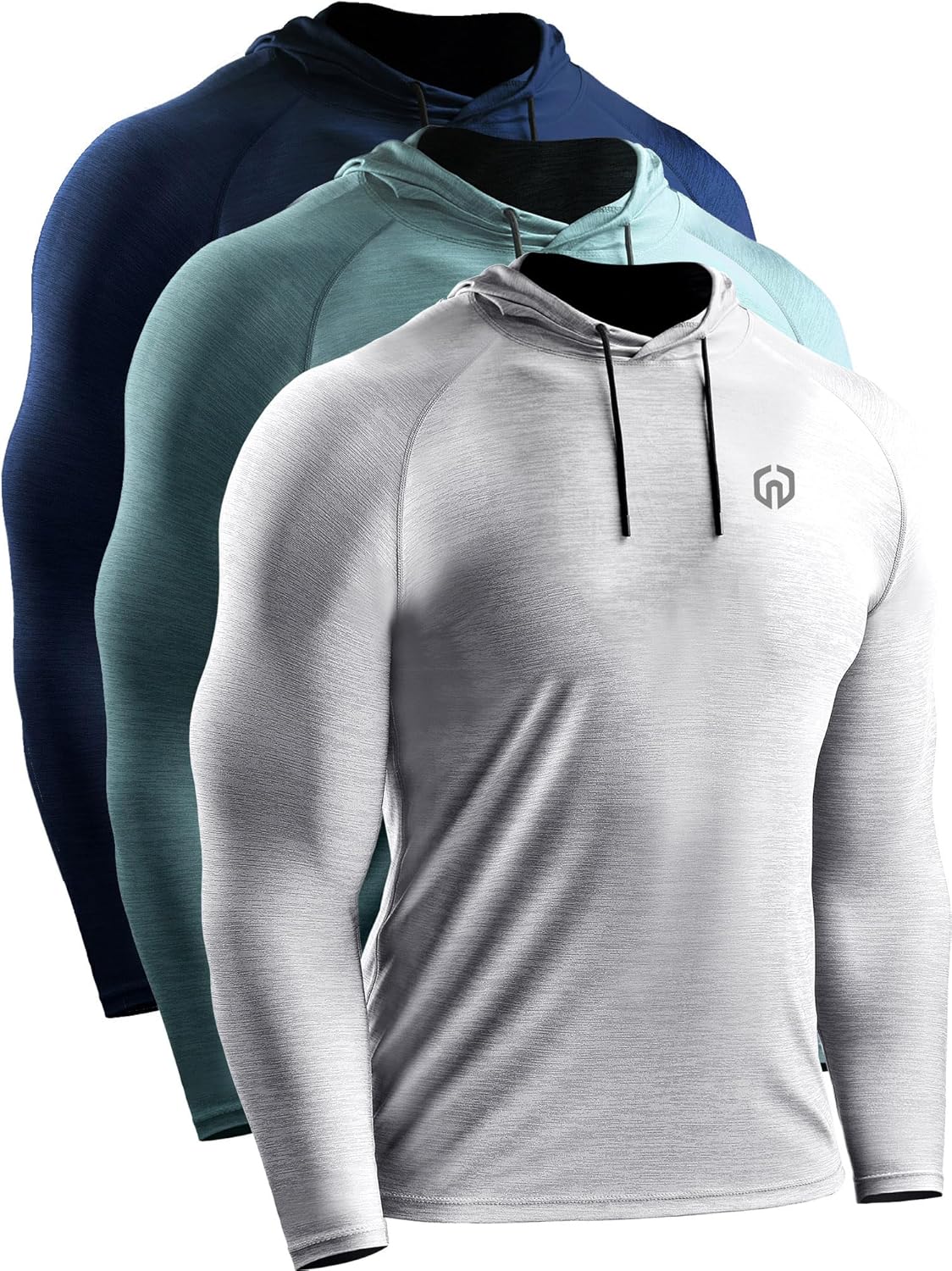 Men's Long Sleeve Dry Fit Athletic Shirt with Hood for Running and Workouts