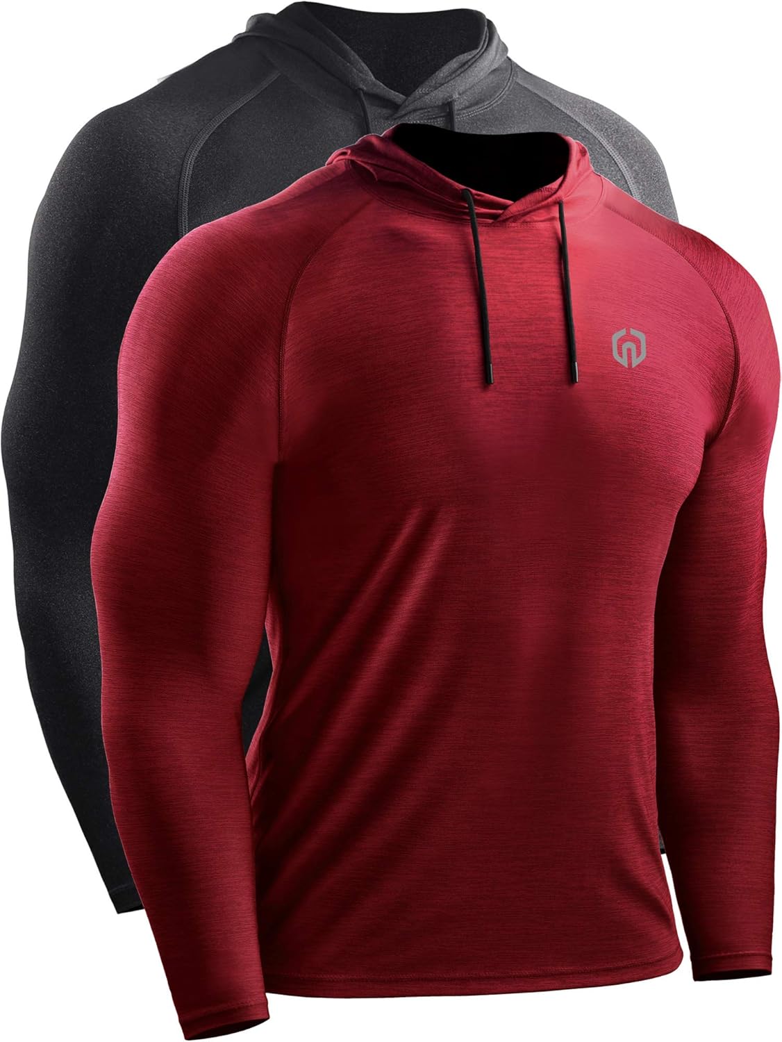 Men's Long Sleeve Dry Fit Athletic Shirt with Hood for Running and Workouts