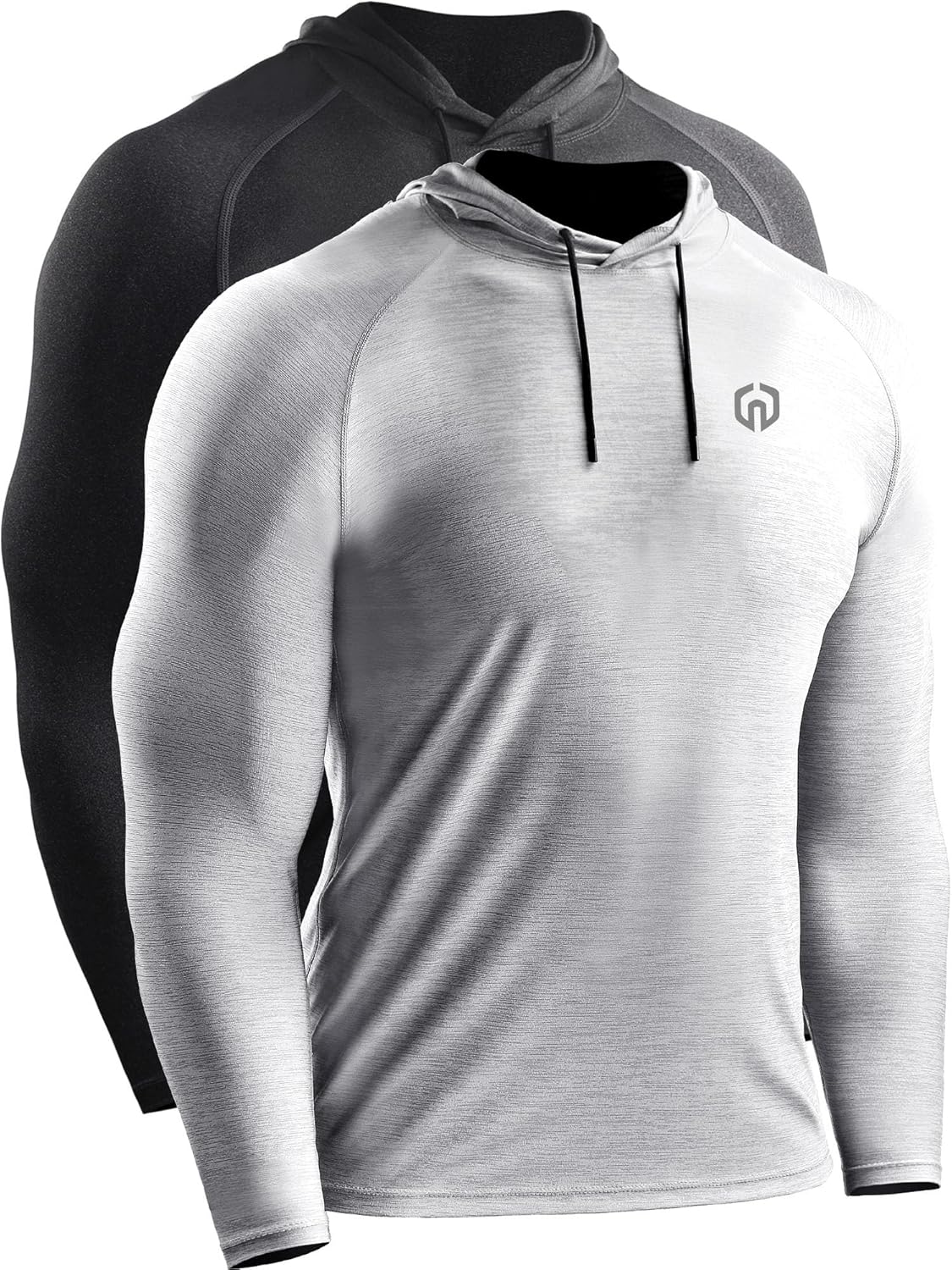 Men's Long Sleeve Dry Fit Athletic Shirt with Hood for Running and Workouts