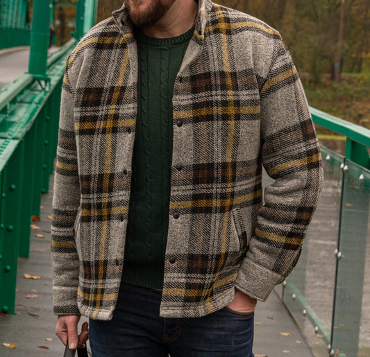 Cozy Men's Wool Plaid Jacket - Stylish Comfort for Business & Casual Wear - Perfect Gift for Him!