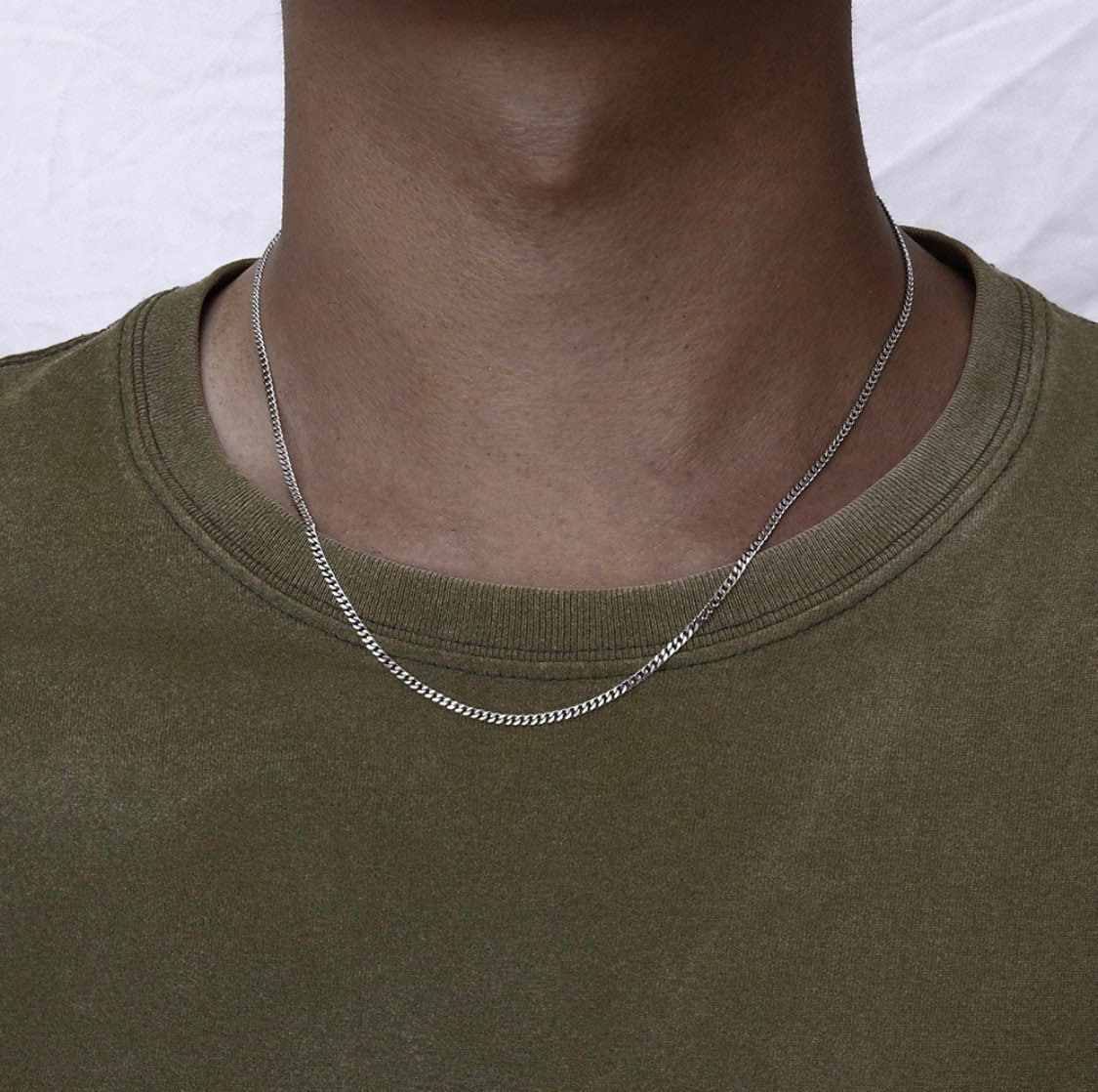 Stylish 2mm Silver Cuban Chain Necklace for Men - 18K Gold-Plated Steel Jewelry