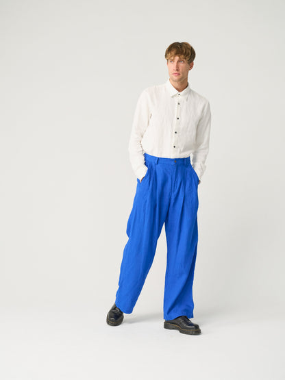 Stylish Wide Leg Linen Pants for Men - Comfortable Heavy Linen Trousers with Pockets - High Waisted Design THEO