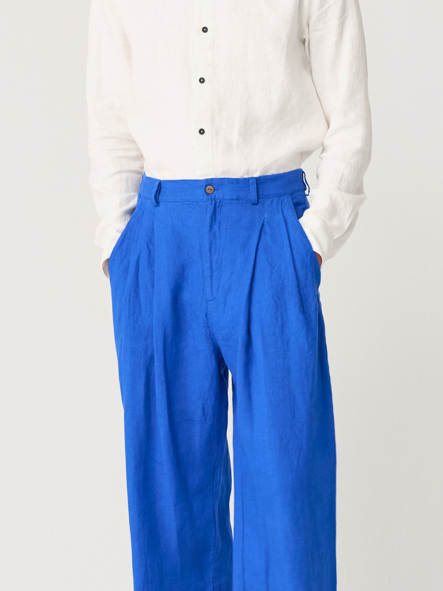 Stylish Wide Leg Linen Pants for Men - Comfortable Heavy Linen Trousers with Pockets - High Waisted Design THEO