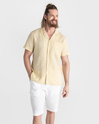 Hawi Men's Lightweight Linen Camp Shirt - Perfect Short Sleeve Summer Essential